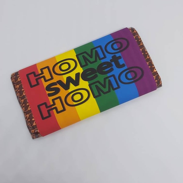 Lgbt Homo Sweet Homo Chocolate and wrapper. LGBT GIFT.