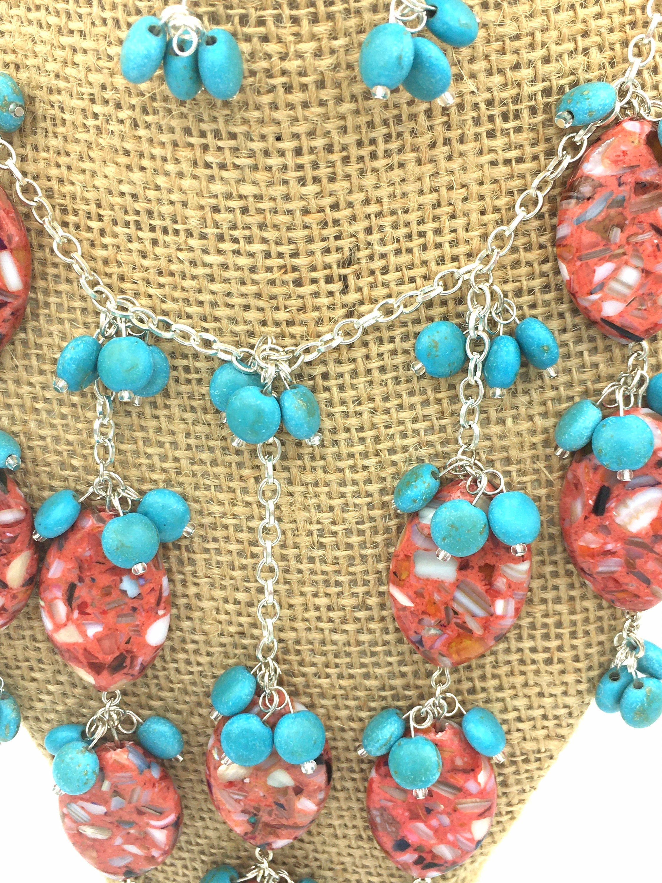 Necklace Multi Color Turquoise and Coral Jewelry Etsy