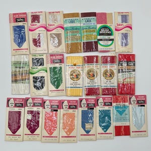 Vintage Lot of 22 Assorted Seam Binding Tape and Lace Collection Talon Wrights J&P Coats