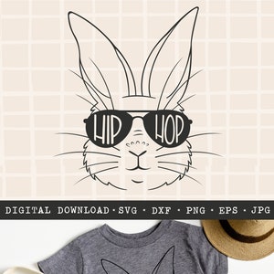 Bunny Face SVG / Hip Hop Bunny / Chemise de Pâques / Chemise de Pâques pour enfants / Pâques SVG / Cricut Pâques / Bunny Cut File / Easter Bunny Svg / Cute svg