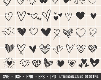 Heart SVG Bundle / Hearts SVG / Hand Drawn Hearts / Hearts Cut Files / Valentine's Day SVG / Valentine's Day Bundle / Heart Doodles / Cricut