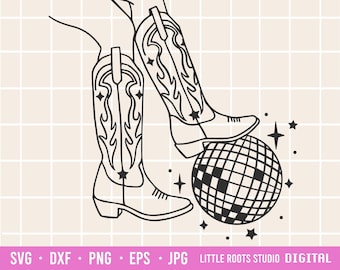 Disco Cowgirl SVG / Cowboy Boot SVG / Disco Ball Svg / Bachelorette Svg / Western Svg / Cowgirl Boots / Digital Download / Disco Print / SVG