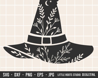 Sombrero de bruja floral SVG: Archivo de corte de otoño para Halloween (descarga digital)