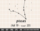 Pisces Zodiac Constellation SVG: Astrology Cut File (Digital Download)