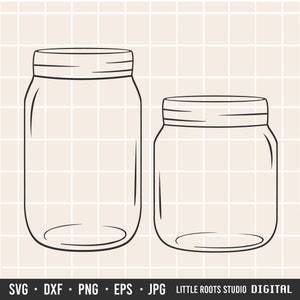Glazen potten SVG / Ball Jar / Glass Jar Cut File / Mason Jars / Cricut / Lege Mason Jar Illustratie / Digitale Download / Crafting