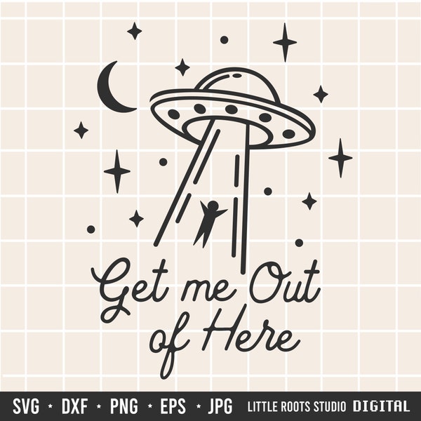 UFO Svg / Alien Svg / Alien Probe Svg / UFO Clip Art / Alien Abduction Svg / UFO Space / Spaceship Svg / Outer Space Png / Digital Download