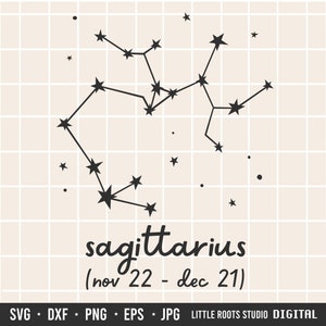 Sagitário SVG / Constelação do Zodíaco / Arquivos de corte de astrologia / Sagitário / Download digital / Imagens celestiais / Zodíaco / Cricut