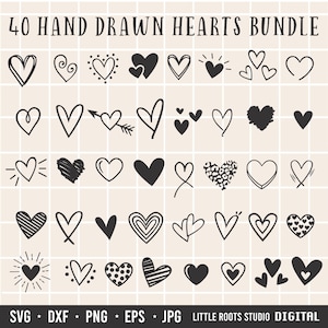 Herz SVG Bundle / Herzen SVG / handgezeichnete Herzen / Herzen schneiden Dateien / Valentinstag SVG / Valentinstag Bundle / Herz Doodles / Cricut