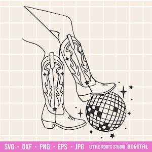 Disco Cowgirl SVG / Cowboy Boot SVG / Disco Ball Svg / Bachelorette Svg / Western Svg / Cowgirl Boots / Digitale Download / Disco Print / SVG