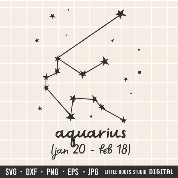 Aquarius SVG / Star Signs SVG / Zodiac Constellation / Astrology Cut Files / Stars / Aquarius / Digital Download /  Zodiac