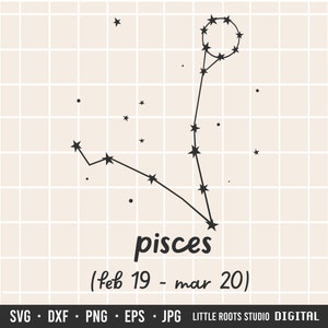 Pesci SVG / Costellazione zodiacale / Astrology Cut Files / Pesci / Download digitale / Immagini celesti / Zodiaco / Cricut