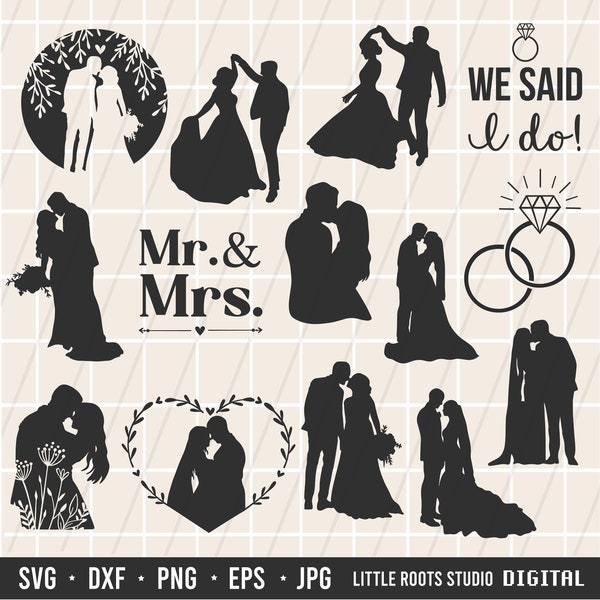 Wedding Svg Bundle / Newlywed Svg Bundle / Mr and Mrs Svg / Wedding Decor / Marriage Svg / Bride and Groom Svg / Husband and Wife / Weddings