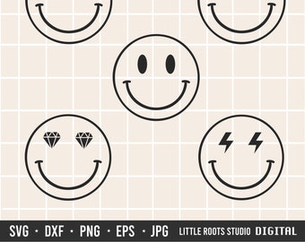 Smiling Faces SVG / Smiling Face Cut File / Heart Eyes / Starry Eyes / Digital Download / Smile Face / Cricut / Silhouette / Smiling Design