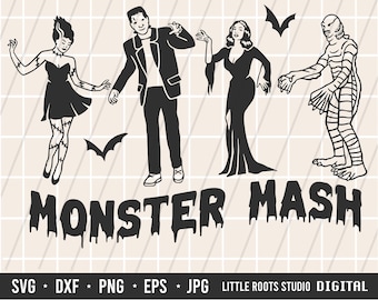 モンスターマッシュSVG：ハロウィンパーティーキャラクター（デジタルダウンロード）