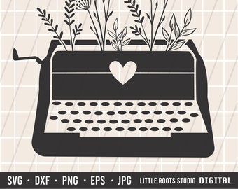 Grow SVG / Typewriter SVG / Grow Where You Are Planted / Flowers Cut File / Digital Download / Cricut / Silhouette / Inspirational Quote