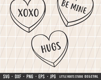 Candy Hearts SVG / Valentine SVG / Hearts Cut File / Conversation Hearts SVG / Dxf / Cricut / Silhouette / Digital Download