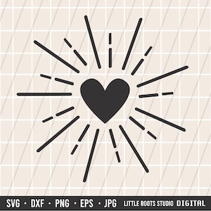Heart Burst / Heart Burst SVG / Heart Cut File / Cricut / Silhouette / Digital Download / DxF / Heart Sticker