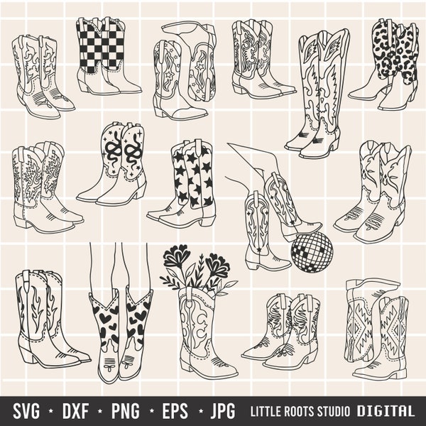 Cowgirl Boots SVG Bundle / Cowboy Boots SVG / Western Bundle Svg / Bachelorette Svg / Floral Svg / Cowgirl Boots / Digital Download / Boots