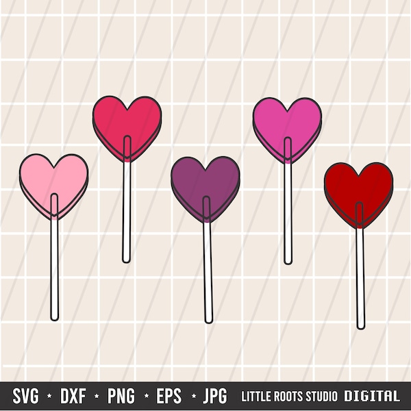 4 Heart Lollipops SVG / Valentine's Day Cut Files / Layered Files / Hearts / Candy SVG / Valentine's Candy / Layered SVG Files / Cricut