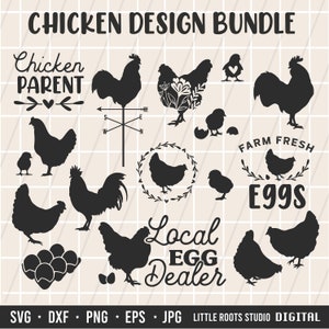 Bundle SVG poulet / Svg poule / Svg coq / marchand d'oeufs local / Svg parent poulet / Bundle Svg ferme / Clipart poulet / téléchargement numérique
