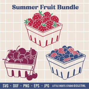 Sommer Obst SVG / Bauernhof frisches Obst SVG / Heidelbeere Obst / Erdbeeren Kerze / Kirschen Obst / Bauernhaus Obst / Sommer Obst Dekor / Waldbeere