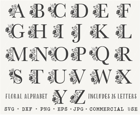 Floral Alphabet SVG 26 letters, Monogram SVG, 2