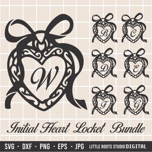 Heart Locket Svg / Locket with Initials / Locket Necklace / Hand drawn Svg / Wedding Invitation / Locket Illustration / Coquette / Initials