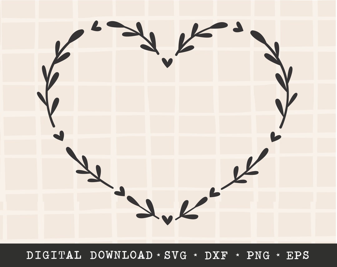 Floral Heart Wreath SVG: Cricut Cut File (digital Download) - Etsy