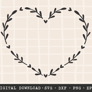 Coroa de Coração Floral SVG / Coroa de Coração Floral SVG / Arquivo Cricut / Coração PNG / Corações / Coroa de Flores svg / Arquivos Cricut / Elemento Decorativo / svg