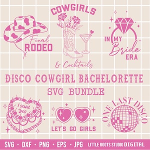 Vrijgezellenfeest Svg-bundel / Cowgirl Bachelorette Svg / Western Bachelorette Party / Disco Cowgirl Svg / Cowgirl Hat Svg / Engagement Svg