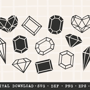 Pacote Jewel SVG / Diamantes SVG / Gemstone SVG / Pacote Svg / Download digital / Arquivos para Cricut / Arquivos de artesanato / Diamond Png / Cut Jewel