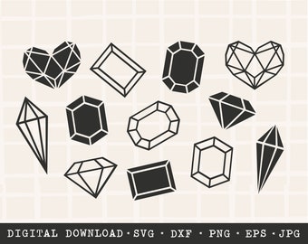 Jewel SVG Bundle: Diamond Gemstone Cut Files (Digital Download)