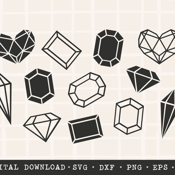 Jewel SVG Bundle / Diamonds SVG / Gemstone SVG / Svg Bundle / Digital Download / Files for Cricut / Crafting Files / Diamond Png / Cut Jewel