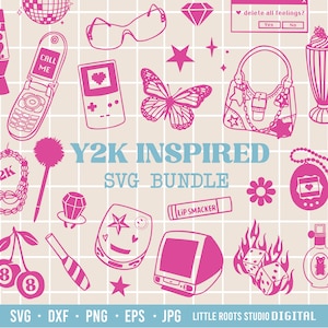 2000s Y2K Svg / Y2K Svg Bundle / 2000s Clip Art / Retro Svg / Butterfly Svg / Vintage Svg / Digital Download / y2k Decor / y2k Shirt Design