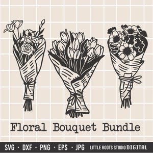 Svg de bouquet de fleurs / Svg de bouquet / Svg dessiné à la main / Svg de fleurs sauvages / Svg de tulipes / Svg de mariage / fichier coupé de fleurs / Svg de célibataire