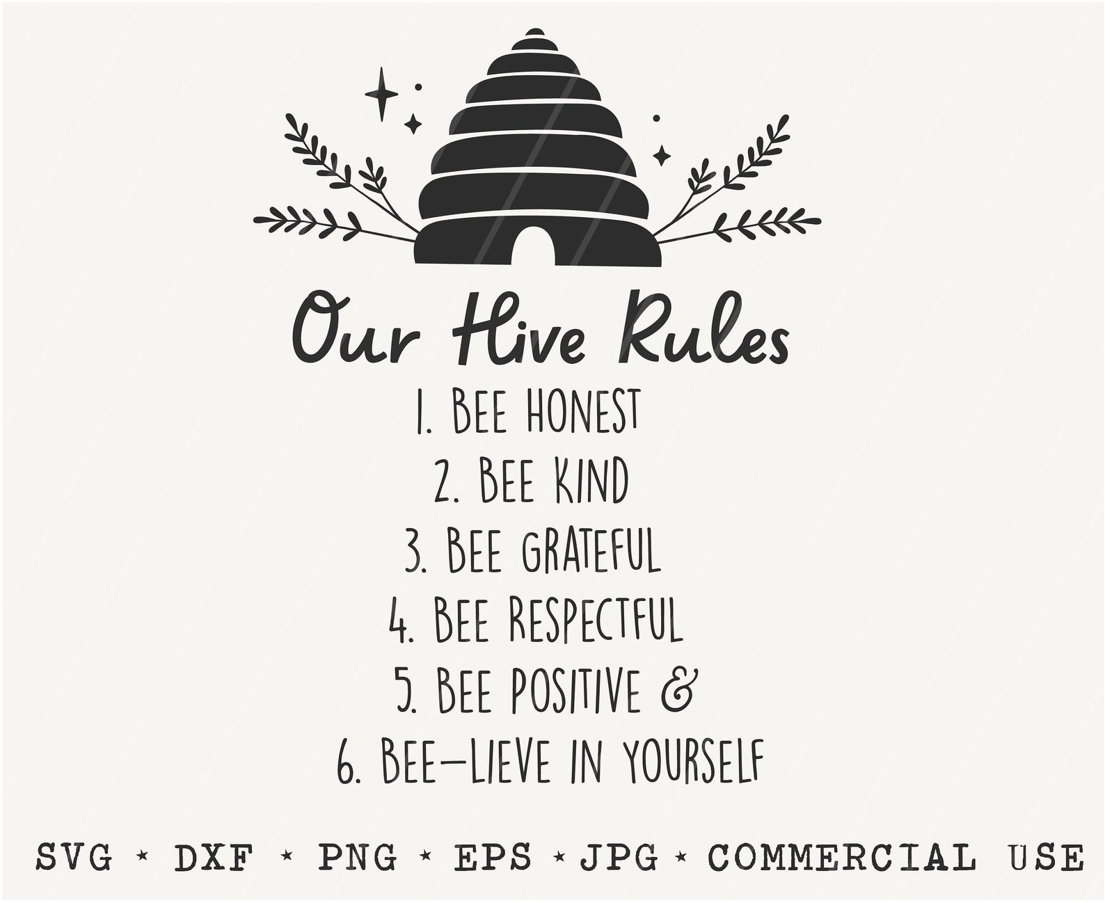 Hive Rules / Home Rules SVG / Rules Cut File / Beehive / | Etsy