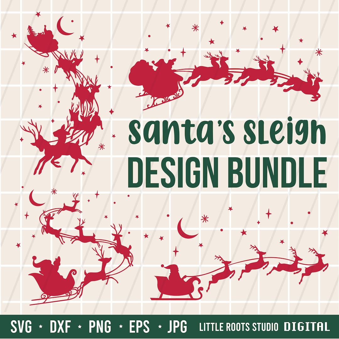 Santa's Sleigh SVG Bundle: Christmas Reindeer Cut File - Etsy