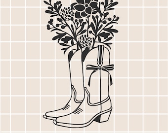 Bottes de Noël SVG / Cowboy de Noël SVG / Cowgirl de Noël SVG / Cowboy SVG / Bottes de cowgirl fleuries / Noël fleuri / Téléchargement numérique