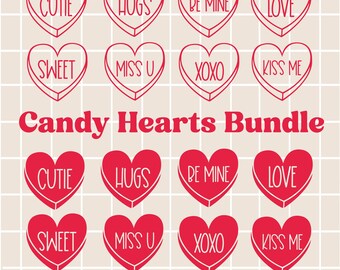 Candy Hearts svg Bundle / Valentinstag svg / Candy Hearts / Digitale Datei Bundle / Liebe und Freundschaft / Be Mine / XOXO / Instant Download