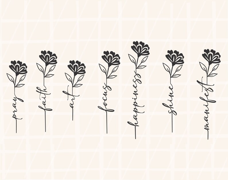 Floral Words SVG / Floral Quotes SVG Bundle / Floral Cut File Etsy