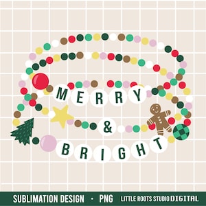 Pulseras de la amistad PNG / Pulsera navideña PNG / Feliz y brillante Png / Sublimación / Pulsera BFF / Pulsera de mejores amigos Png / Navidad
