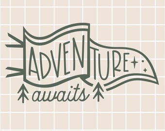 Adventure Awaits Pennant SVG: Wandern & Camping (Digital)
