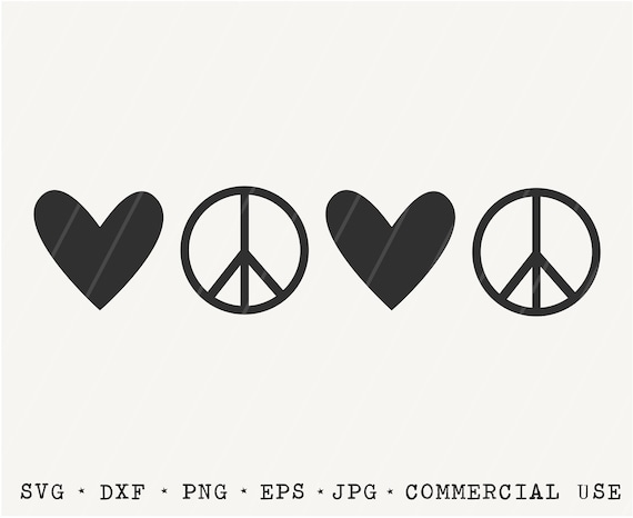 Love and Peace SVG / Heart Cut File / Peace Sign / Digital