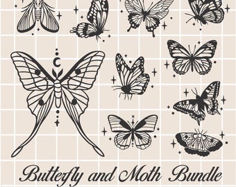 Schmetterling Bundle / Schmetterling und Motte / Motte geschnitten Datei / Digital Download / Schmetterling Clipart / Cricut Datei / Schmetterling Design / Png