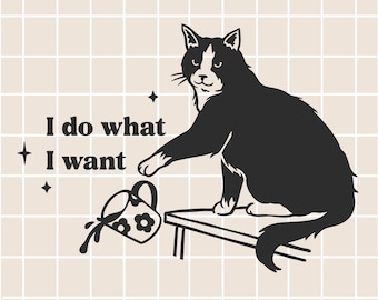 Lustige Katze SVG / Katzenliebhaber-Zitat / Ich mache, was ich will SVG / Lustiges Zitat SVG / Digitaler Download / Katzenhumor PNG / Katzen-Shirt-Design / Verrückte Katze