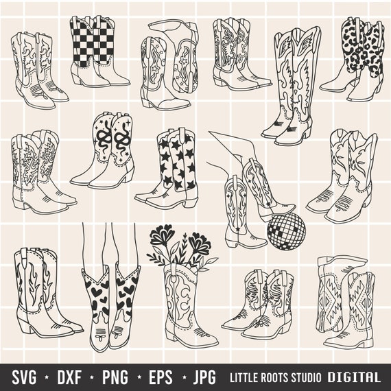 Cowgirl Boots SVG Bundle: Western Floral Designs (Digital Download)