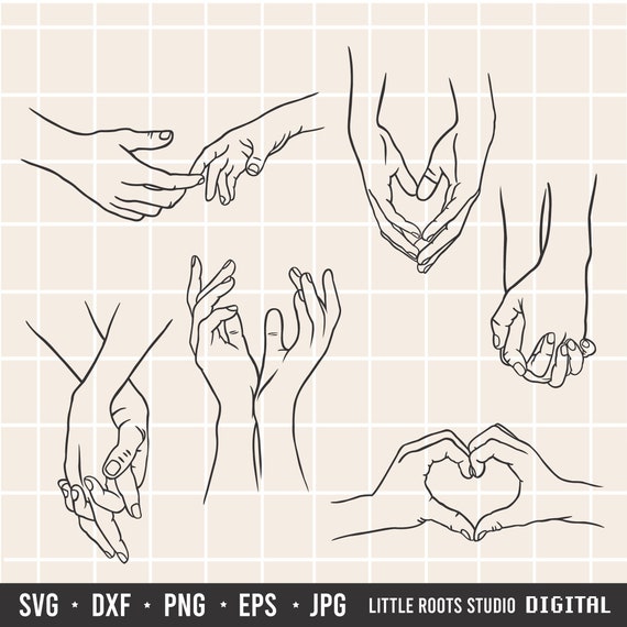 Hands SVG Bundle: Couples, Romance, Hand Drawing (Digital Download)