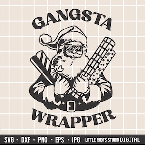 Gangsta Wrapper Santa SVG: Zabawny projekt koszulki świątecznej (cyfrowy)