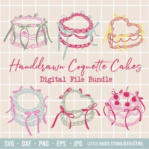 Coquette Cakes Svg / Coquette Svg Bundle / Coquette Bow svg / Coquette Cherry / Vintage Cakes Svg / Retro Cakes / Download digital / Cricut