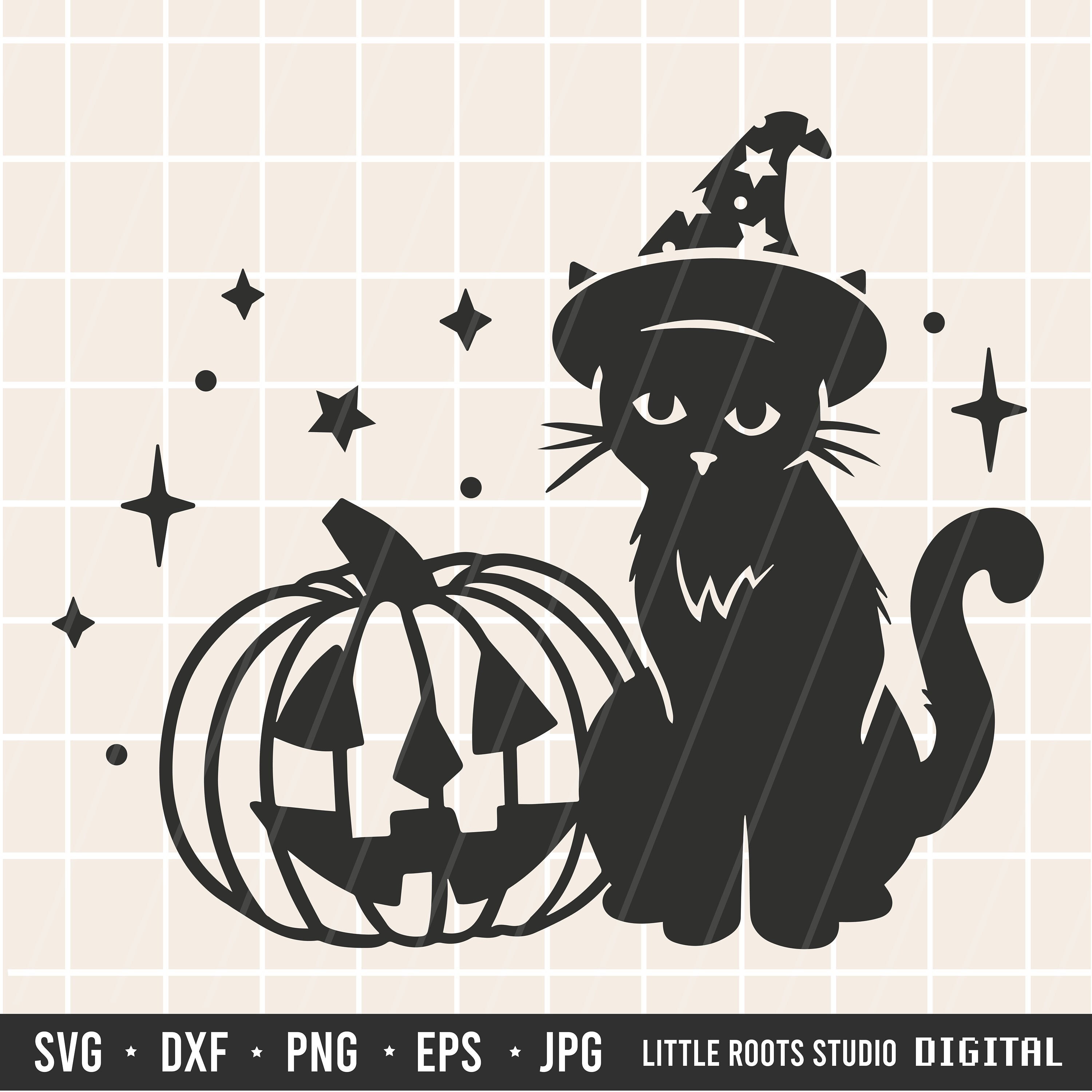 Black Cat Witch Hat SVG: Halloween Jack O Lantern (digital Files) - Etsy